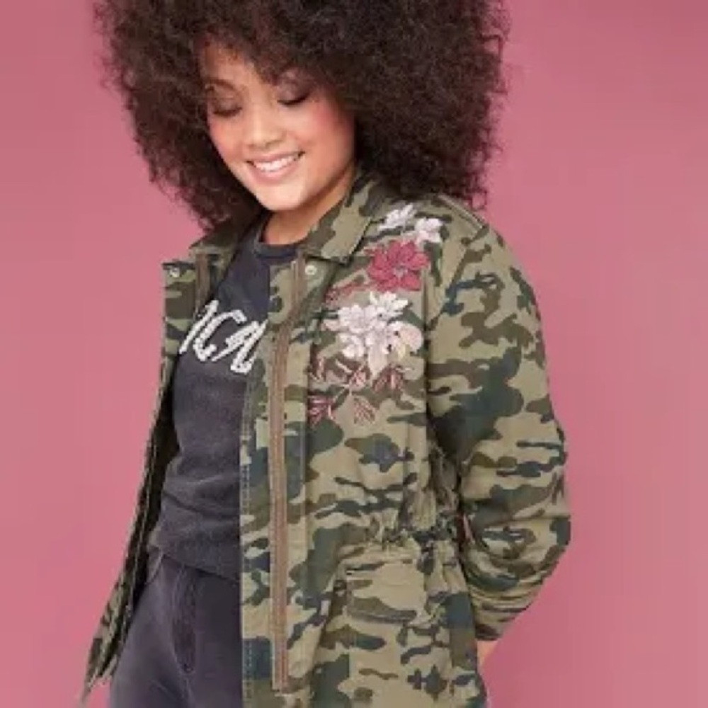 Lane Bryant Utility Camo Jacket Camouflage Embroidered Plus Size Coat 14/16 NWT